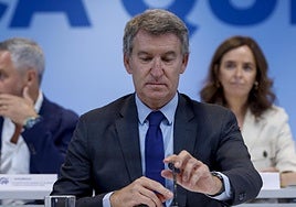 El líder del PP, Alberto Núñez Feijóo durante la reunión del Comité Ejecutivo Nacional del PP, este lunes en Madrid.