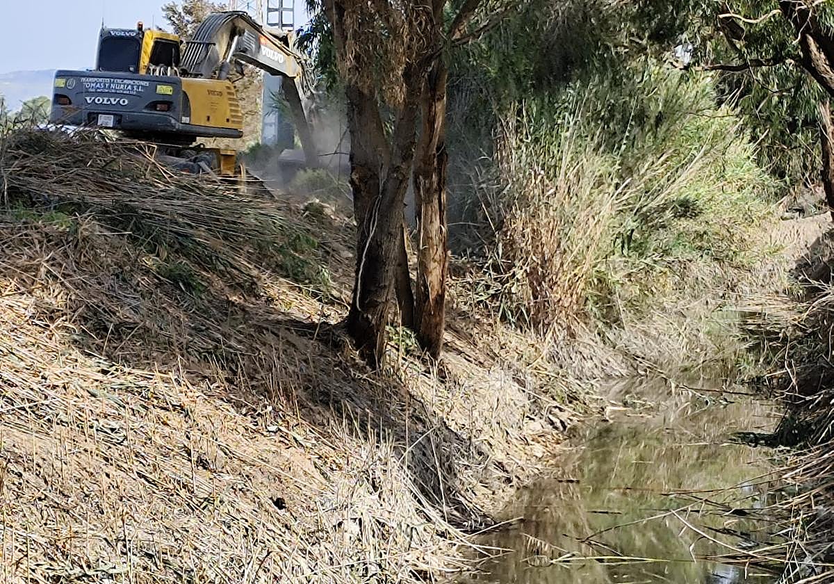Trabajos junto al canal principal de Riegos de Levante.