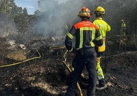 Los medios de extinción actúan sobre la zona calcinada.