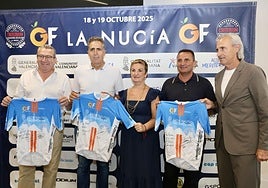Toni Pérez, Miguel Induráin, Marián Cano, Benarbé Cano y Javier Castellar, en la presentación del evento.