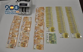 Billetes incautados por la Policía Nacional.
