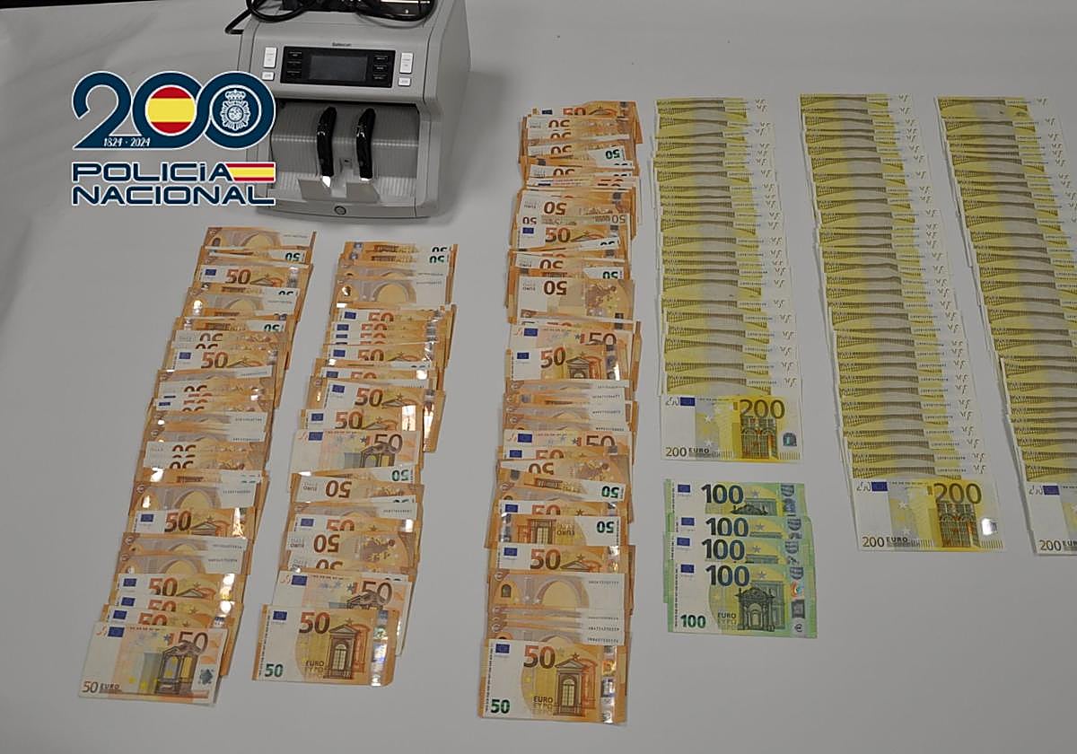 Billetes incautados por la Policía Nacional.