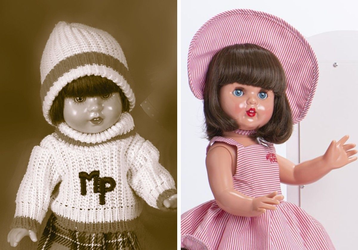 Una Mariquita Pérez antigua y una actual.