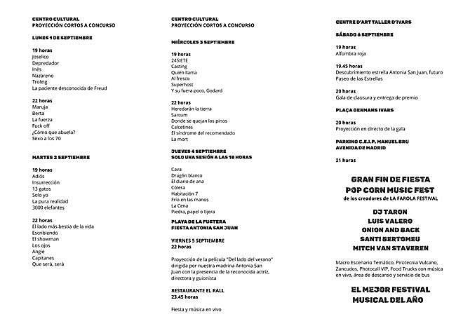 Programa del Festival Benissa en Corto.