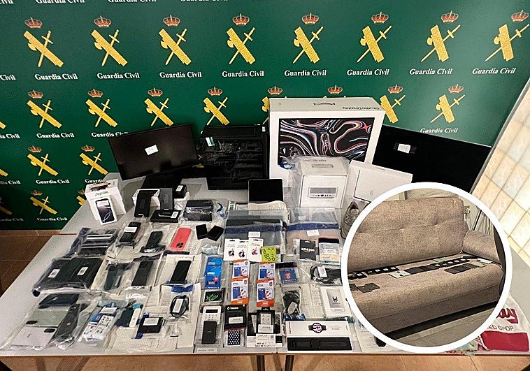 Todos los móviles y objetos requisados durante el registro del domicilio.