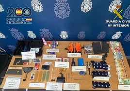 mMaterial intervenido a la banda que aprovechaba las vacaciones para robar en viviendas de Alicante.