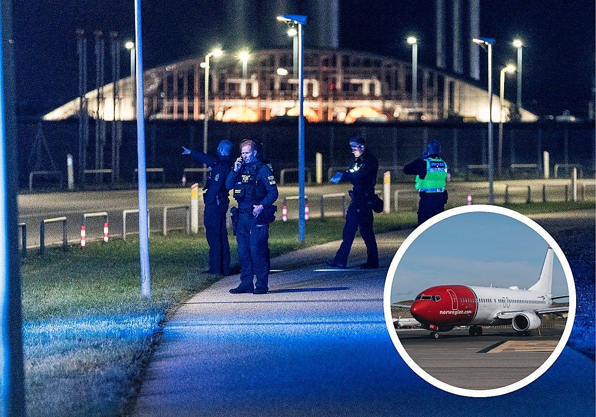 Policía danesa en el aeropuerto de Copenhague/Avión de Norwegian en el aeropuerto de Alicante-Elche.