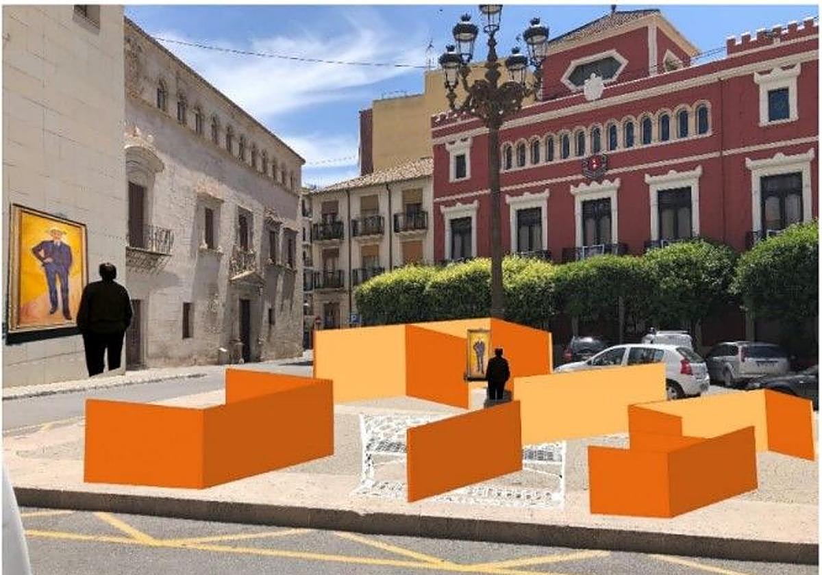 Exposición relacionada con el festival en las calles de Villena.