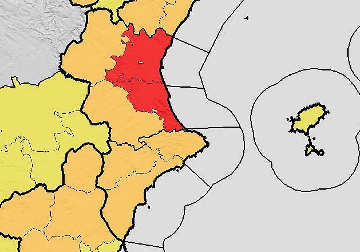 Mapa de la alerta este lunes.