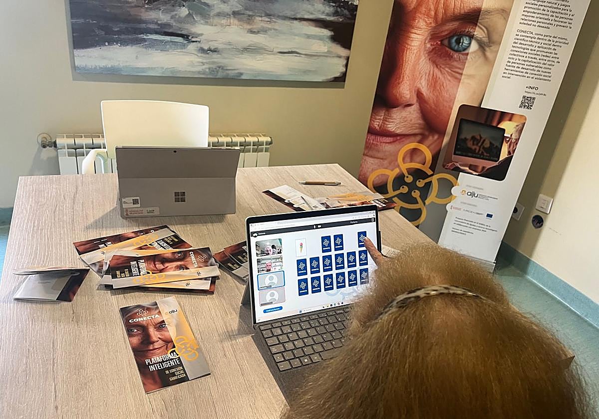 Una mujer hace uso del programa.