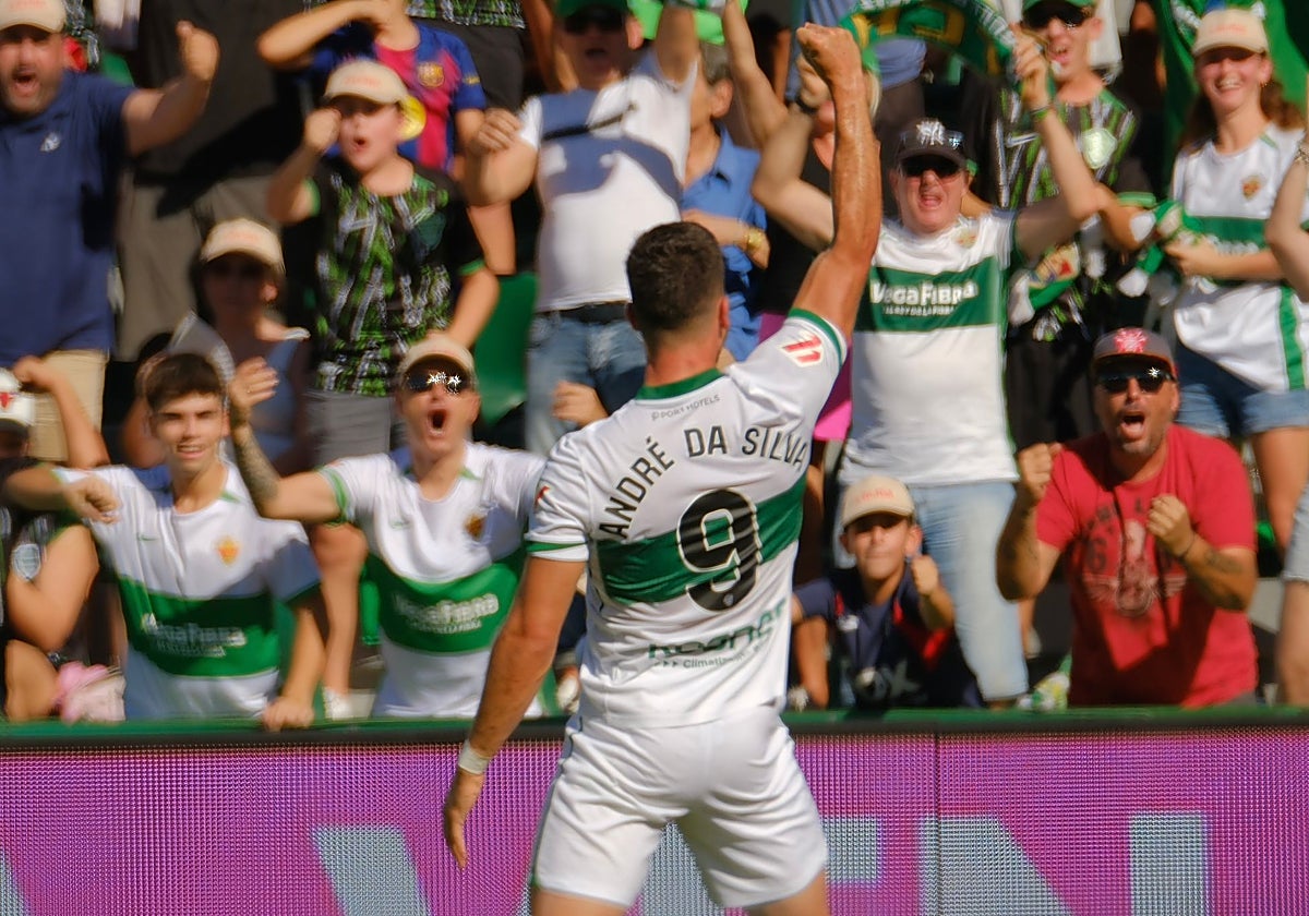 Andre da Silva celebra su gol al Celta.