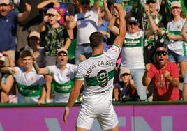 Andre da Silva celebra su gol al Celta.