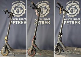 Varios de los patinetes incautados por la Policía Local.