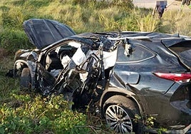 Estado del vehículo tras el accidente en la AP-7.