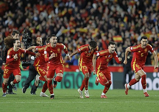 Los jugadores de la selección española de fútbol.