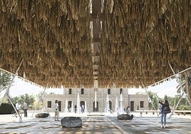 Recreación del pabellón frente a Casa del Mediterráneo.