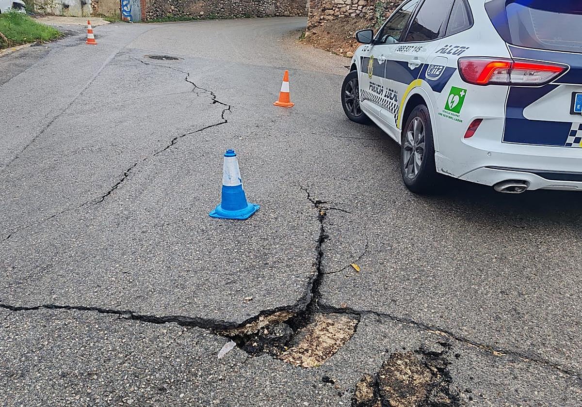 Calle afectada en Alcoi.