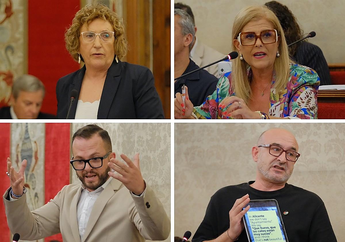 Spokespersons from PSOE, Ana Barceló (top left); VOX, Carmen Robledillo (top right); Compromís, Rafa Mas (bottom left) and EU-Podem, Manolo Copé (bottom right).
