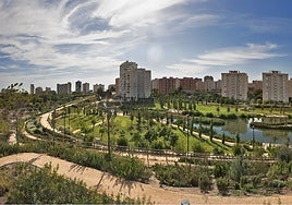 Panorámica del parque inundable de La Marjal de Alicante.