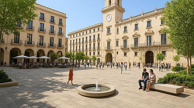Imagen después - This is how the Town Hall Square would look pedestrianised according to AI.