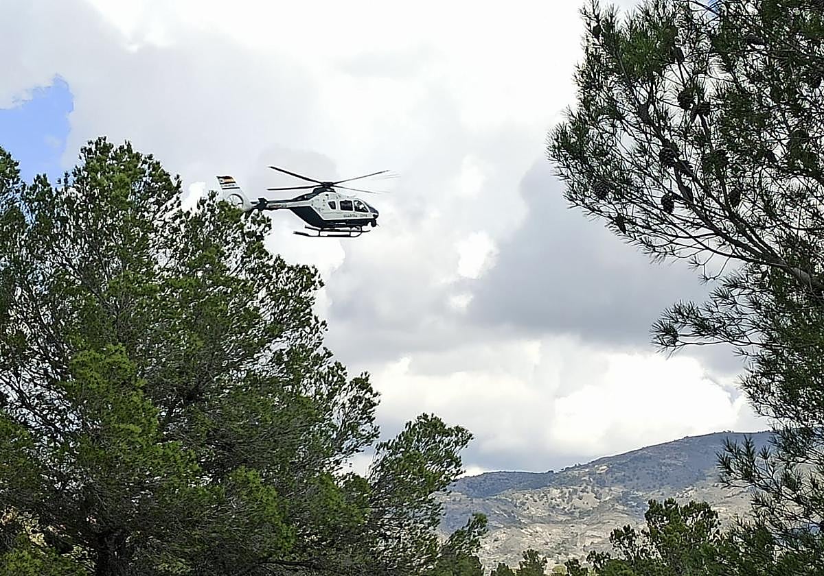 A Civil Guard helicopter during the search for the missing person.