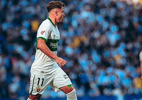 Germán Valera, durante el partido del Elche CF en el RCDE Stadium.