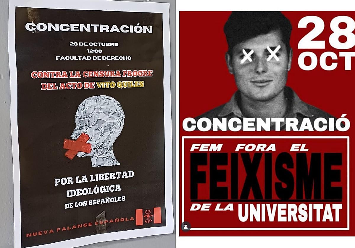 Carteles en el campus y redes sociales por la visita de Vito Quiles.