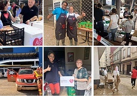 Imágenes de voluntarios de Alicante Gastronómica Solidaria durante la dana que arrasó Valencia.