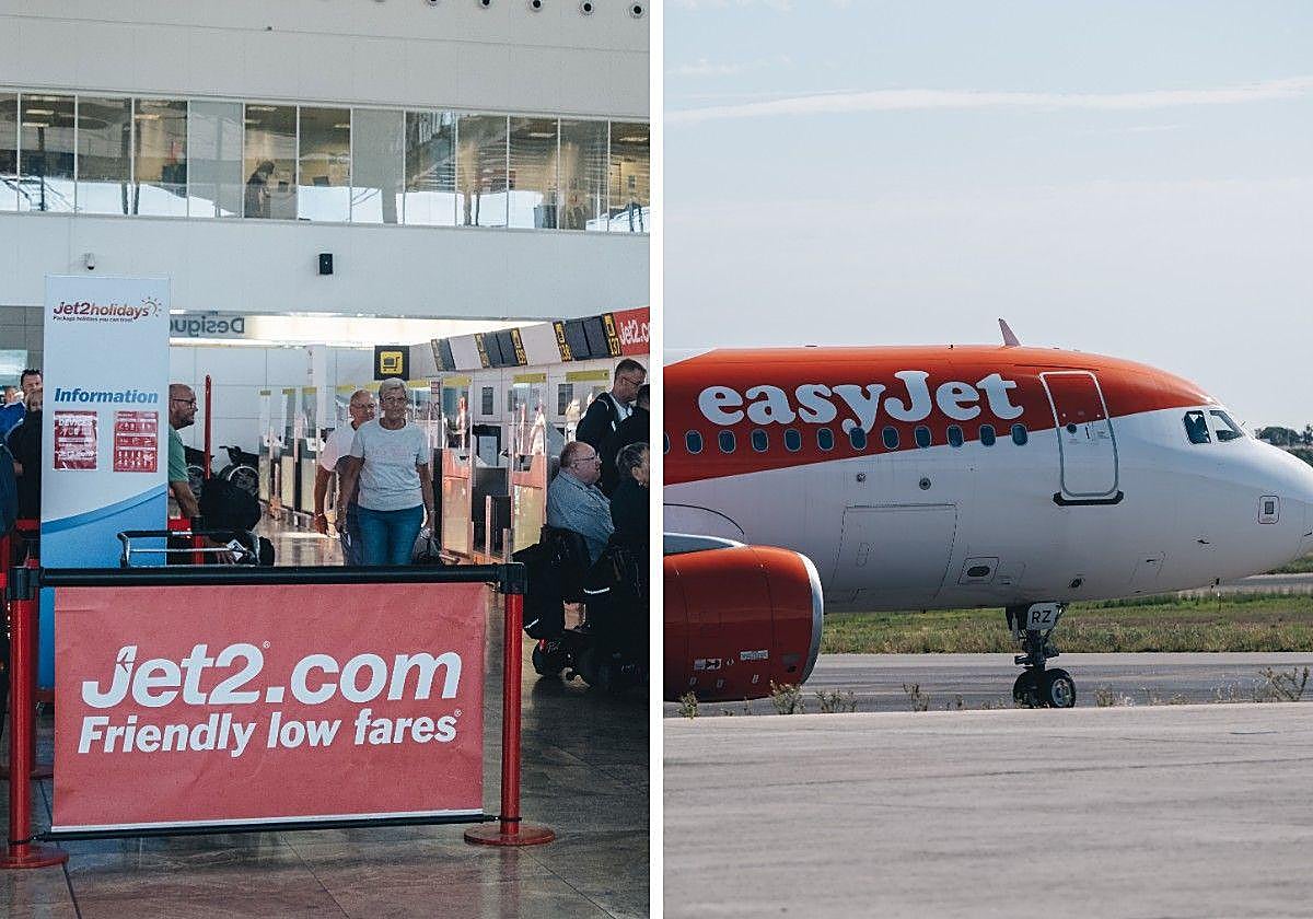 Mostrador de Jet2 en el aeropuerto de Alicante-Elche/Avión de EasyJet.