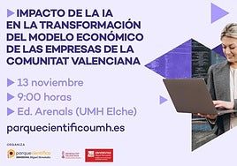 La jornada del PCUMH abordará cómo la IA impulsa la competitividad empresarial valenciana.
