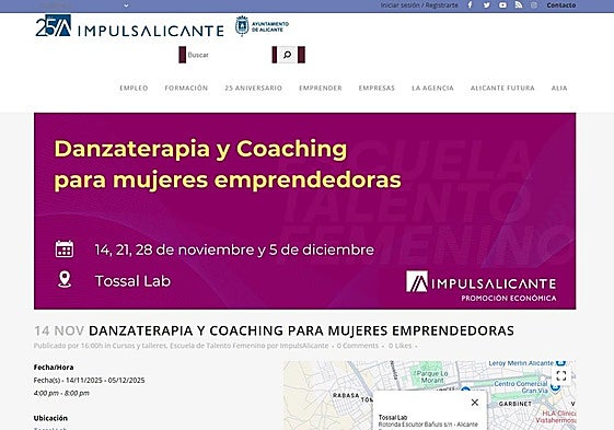 Curso de 'Danzaterapia y coaching para mujeres emprendedoras'.