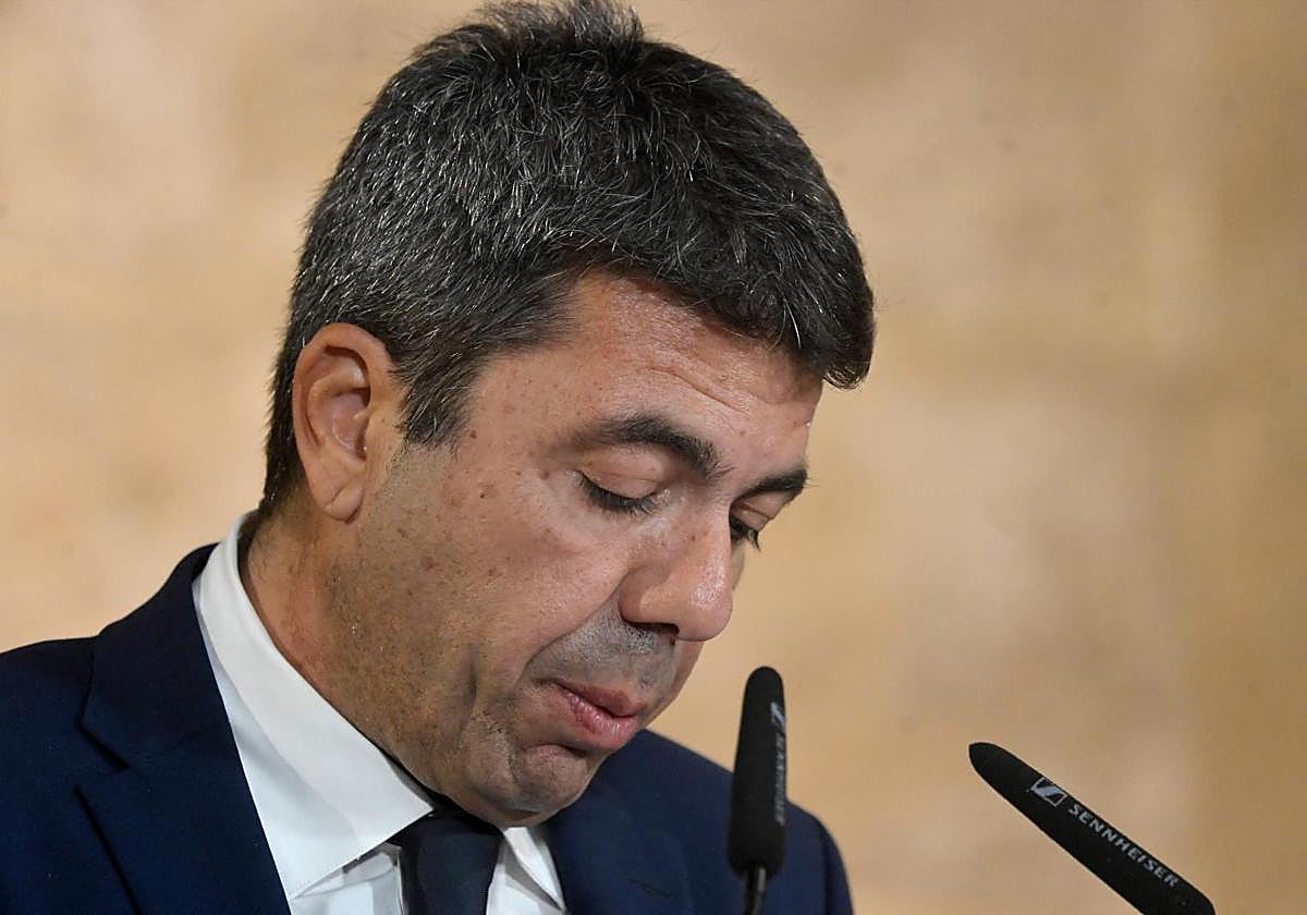 Carlos Mazón, on the day of his announcement of resignation.