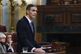 El presidente del Gobierno, Pedro Sánchez, este miércoles en el Congreso de los Diputados.