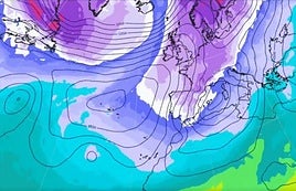 Mapa del avance de la masa de aire ártico.