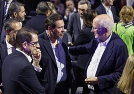 Juan Roig, con el ministro de Transportes, Óscar Puente, en la reunión de #QuieroCorredor.