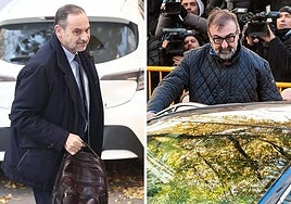 José Luis Ábalos y su exasesor Koldo García entrando este jueves en el Supremo para la vistilla de medidas cautelares.