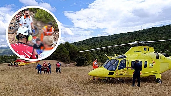 Dos helicópteros para atender una caída de 20 metros de un ciclista